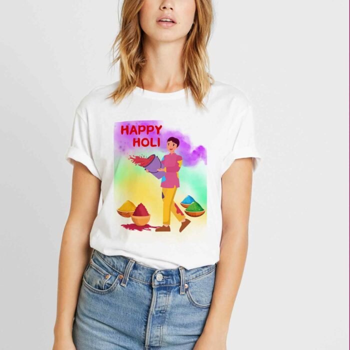 color throw up - holi t-shirt for women