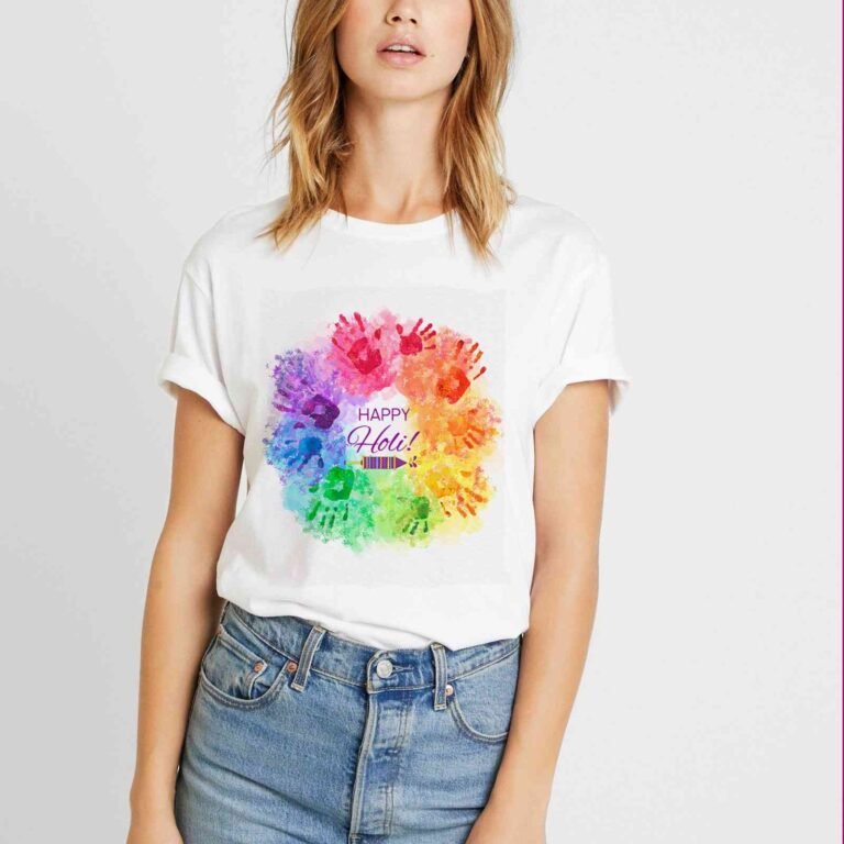 hand print - holi t-shirt for women