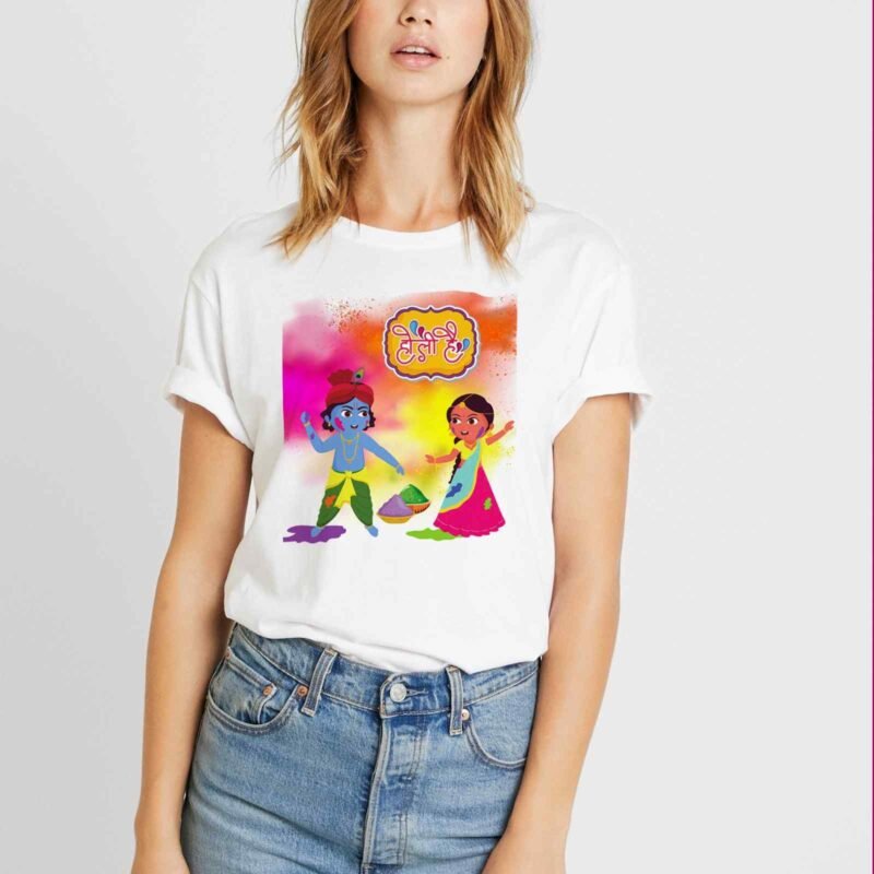 radha krishana - holi t-shirt for women